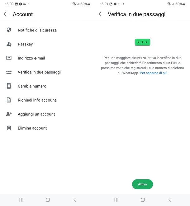 autenticazione a due fattori WhatsApp