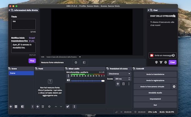 Mettere chat Twitch su OBS
