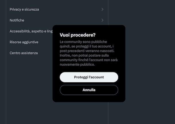Proteggere propri tweet