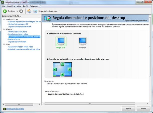 Impostazioni della scheda video