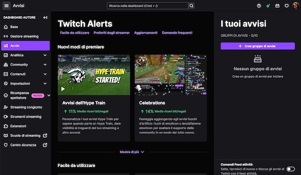 Mettere alert su Twitch
