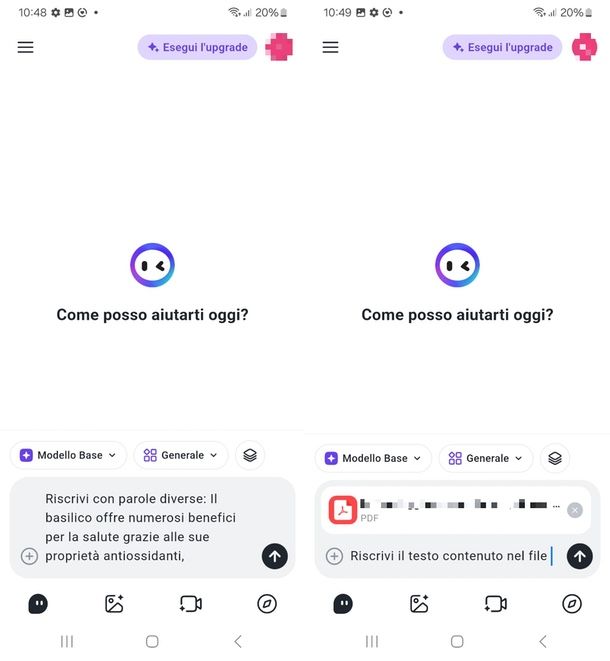 Monica AI app per riscrivere testi