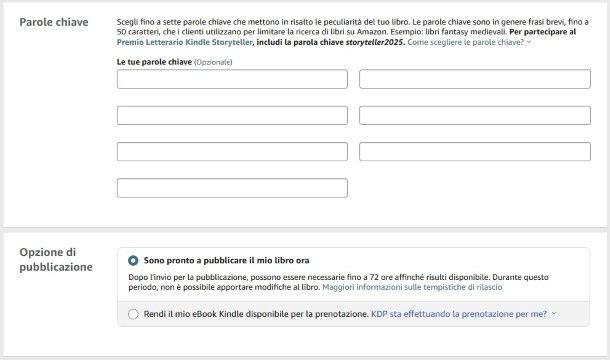 Parole chiave Amazon KDP