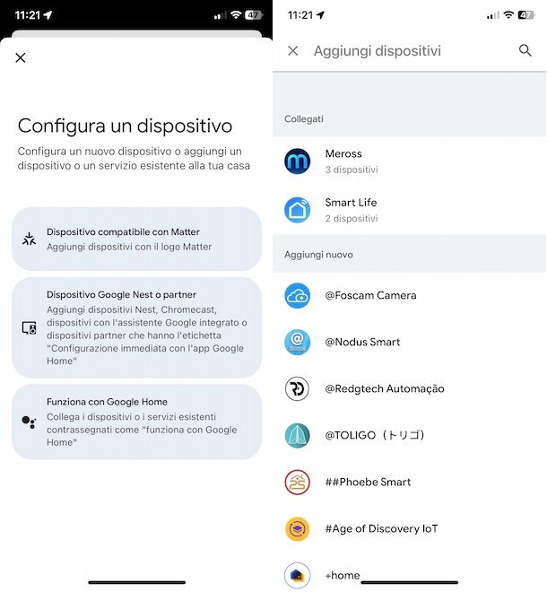 Aggiungere dispositivi a Google Home