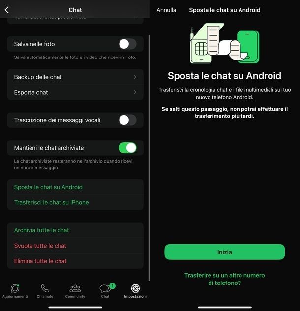 Come salvare WhatsApp a iPhone ad Android