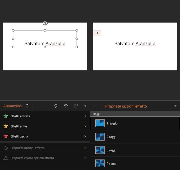 schermate app PowerPoint animazione testo