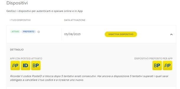 Cancellare codice PosteID