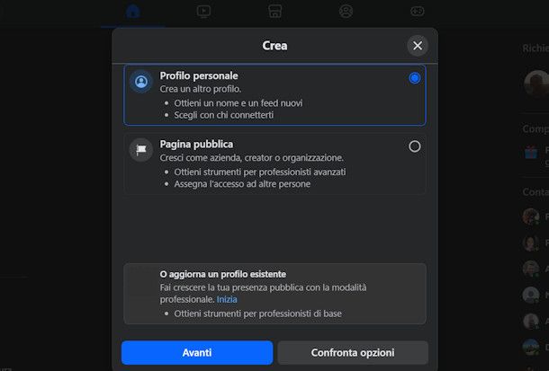 Aggiungere secondo profilo Facebook da PC