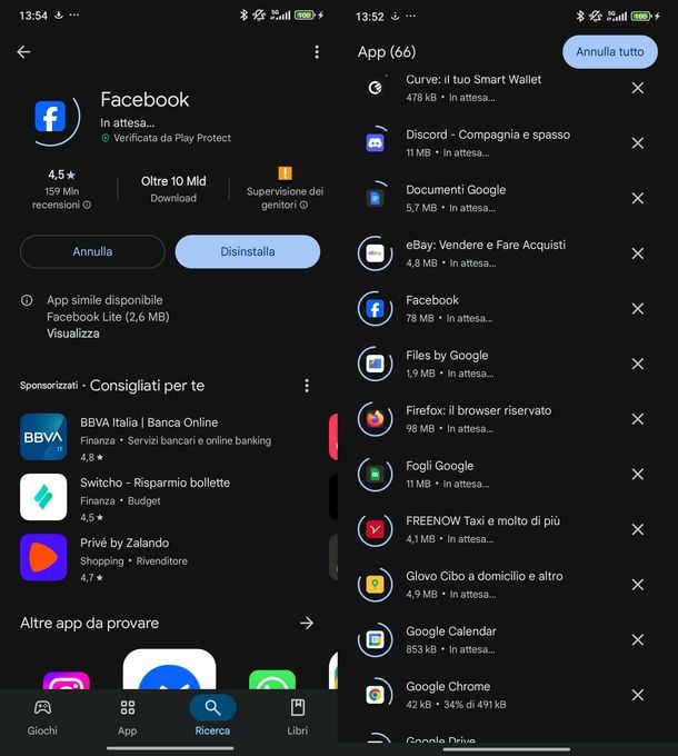 Bloccare aggiornamento app Facebook Android