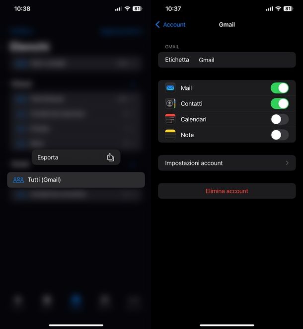 Esportare contatti da Gmail a iPhone