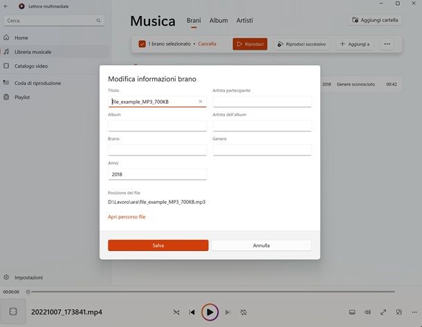 lettore multimediale info