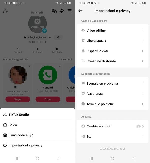 Come uscire da account TikTok