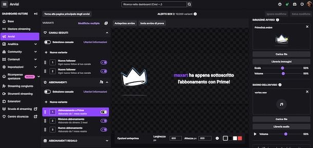 Come mettere sound alert su Twitch