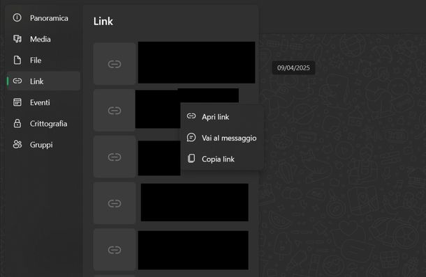 Andare inizio chat WhatsApp Windows