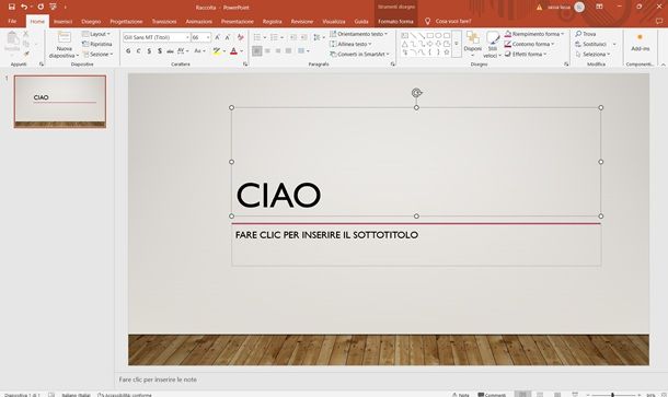powerpoint allineare testo