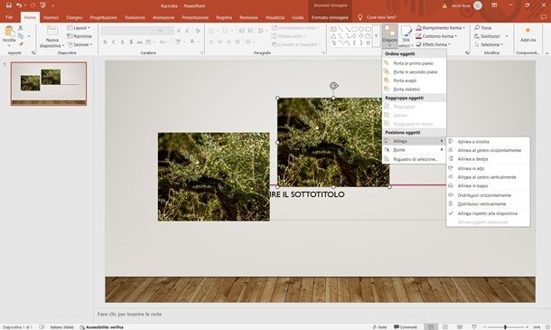 allinea immagini powerpoint