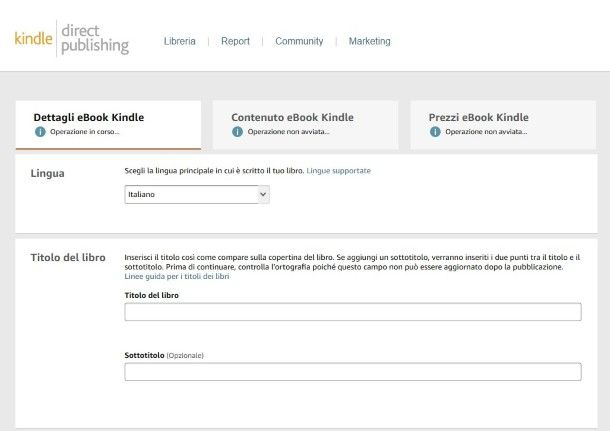 Crea eBook Kindle