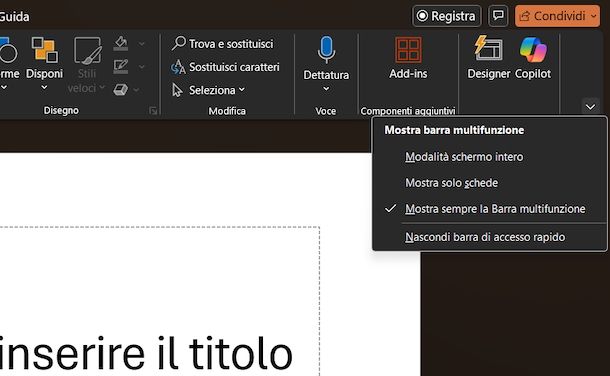 Minimizzare barra multifunzione Office Windows