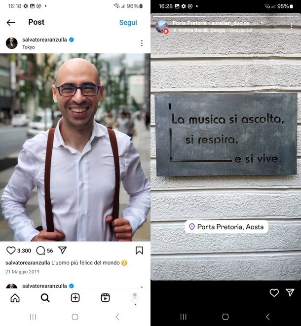 Vedere posizione post e storia Instagram