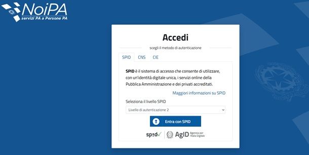 Il procedimento per accedere a NoiPA con SPID Poste