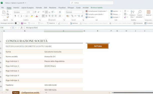 modello fattura Excel editabile