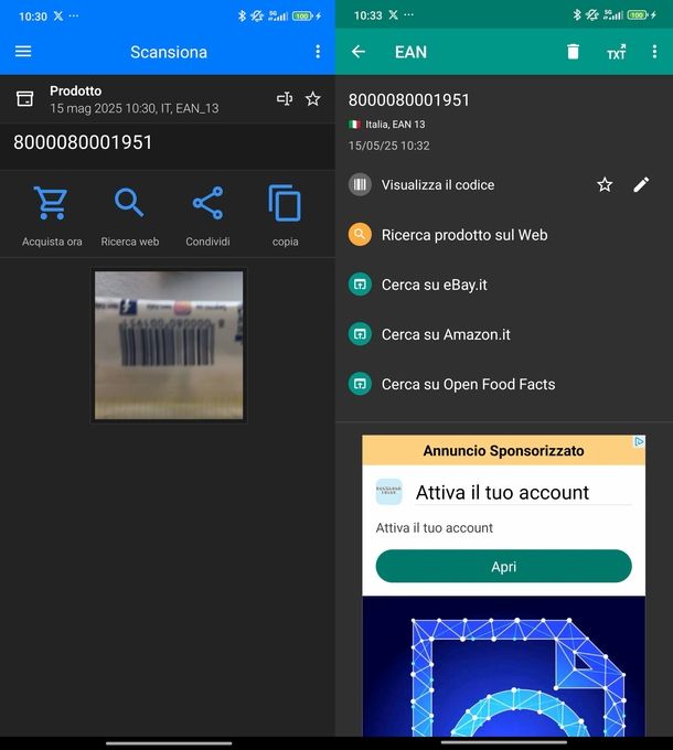 Lettore QR code e Lettore QR (Italiano) Android