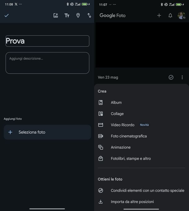 Creare album foto Android