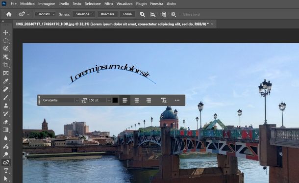 scritta curva su Photoshop con tracciato