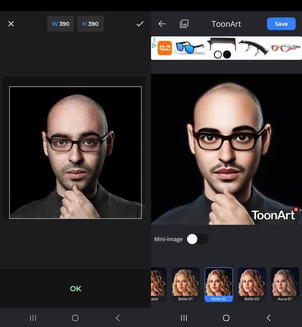 ToonArt app per fare cartoni animati con foto