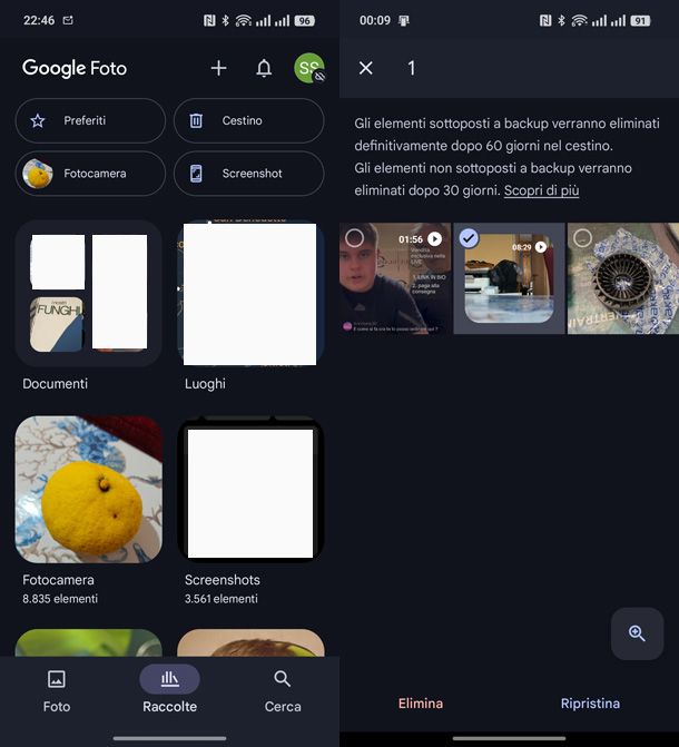 Cestino di Google Foto