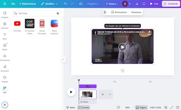 Mettere link video su Canva