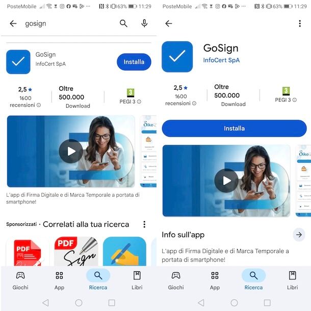 Scaricare GoSign su Android