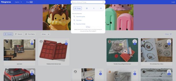 home page sito Thingiverse