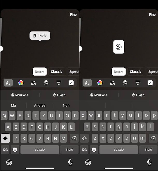 Inserire caratteri speciali storie Instagram