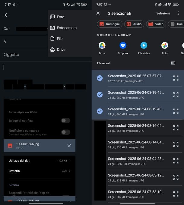 Inviare allegati pesanti Gmail Android