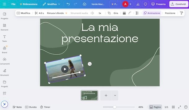 Mettere un video in una presentazione su Canva