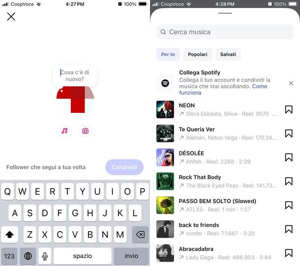 Come mettere musica nelle note Instagram iPhone