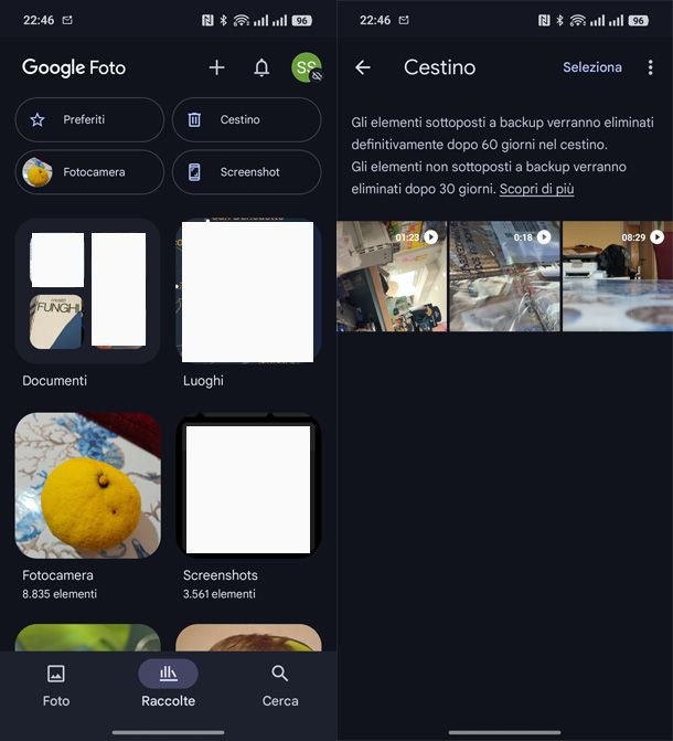 Cestino di Google Foto