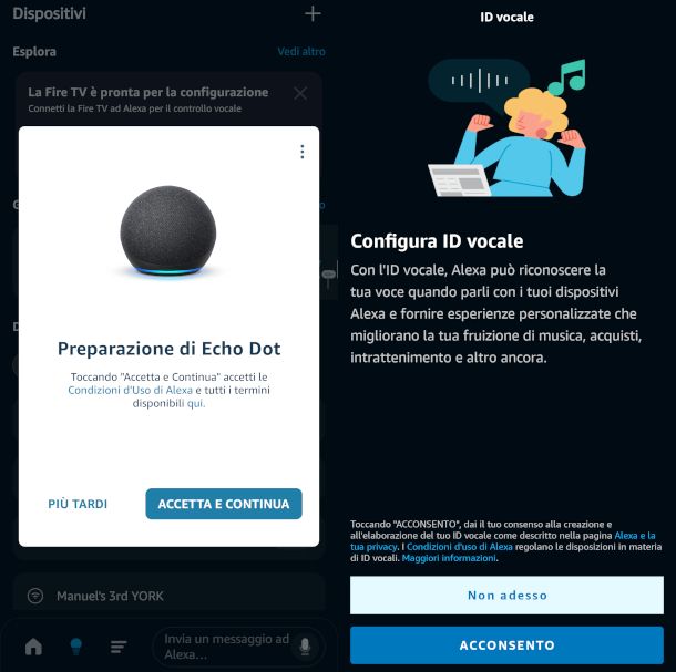 schermate app Alexa configurazione Echo