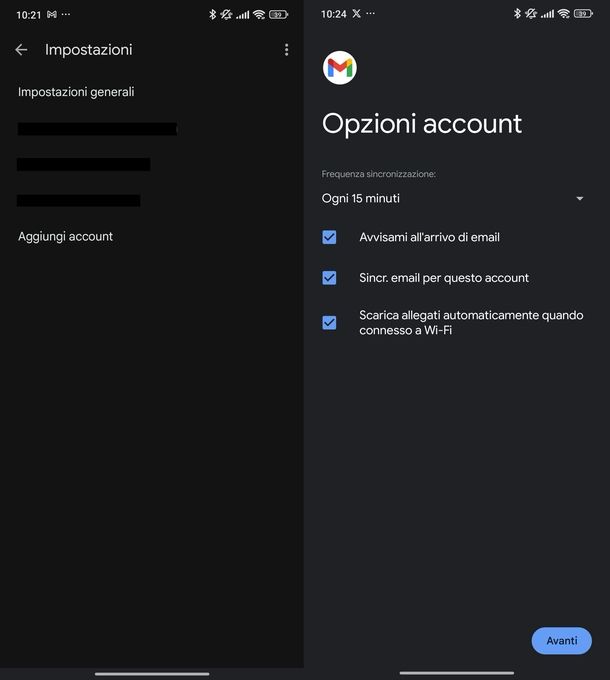 Configurare posta Alice Gmail Android