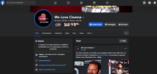 Migliori pagine Facebook cinema
