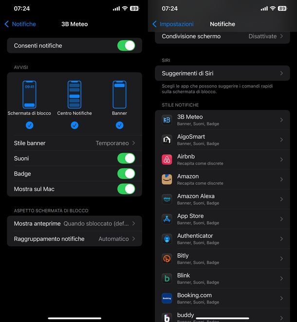 Abilitare popup iPhone notifiche