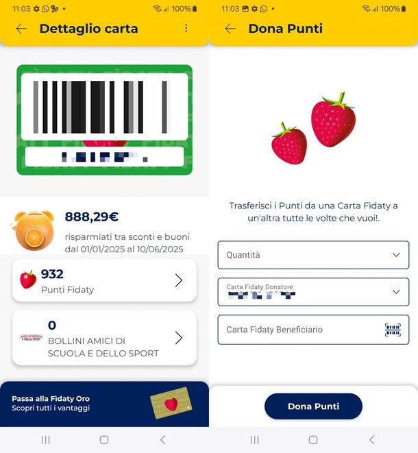 Donare punti Esselunga dall'app