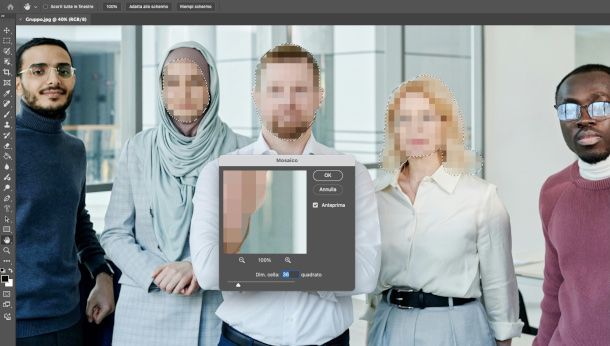 Applicazione filtri per censurare su Photoshop