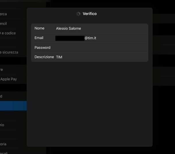 Configurare posta Alice Mail iPadOS