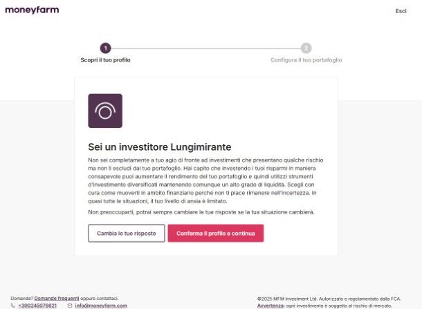 profilo investitore Moneyfarm