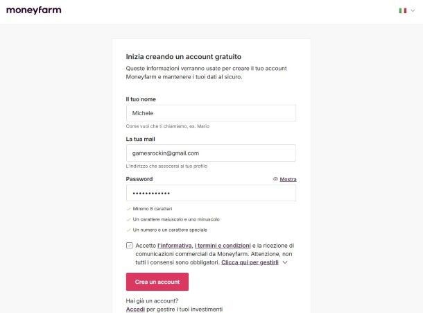 Signup Moneyfarm