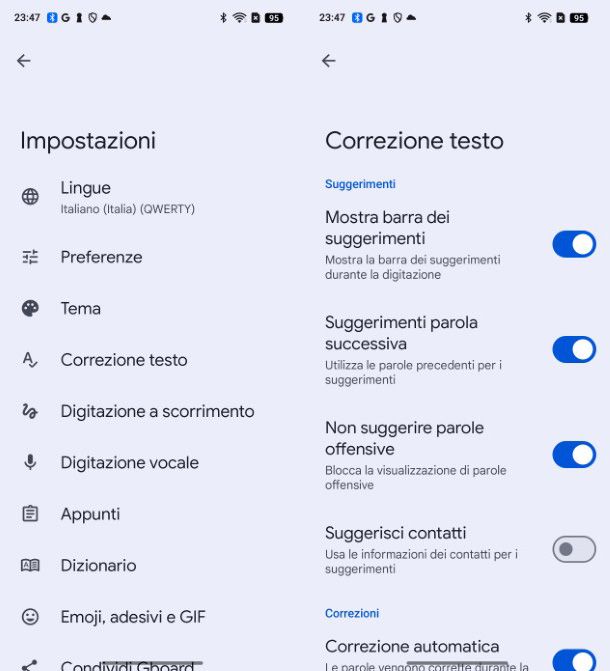 Correzione automatica Gboard