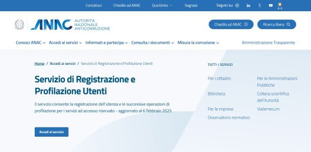 Registrazione ANAC
