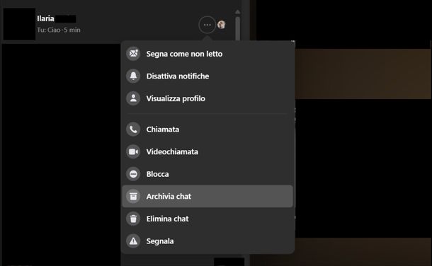 Archiviare chat Messenger Windows